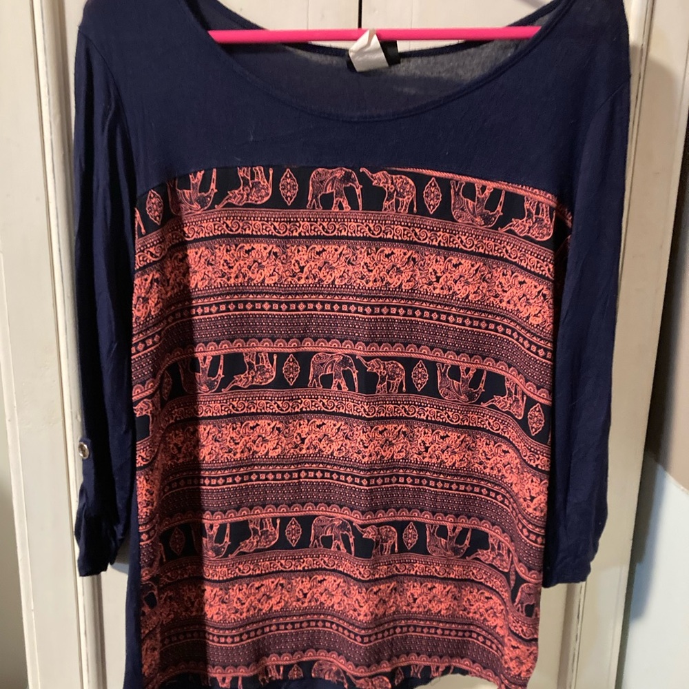 Chic Long Sleeve Top with Pink Pattern